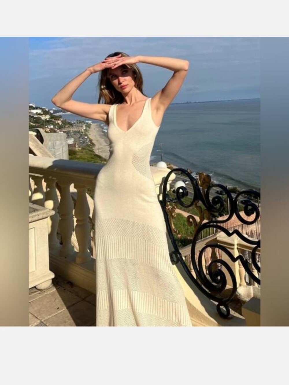 Misa Los Angeles Cream Knit Maxi Dress